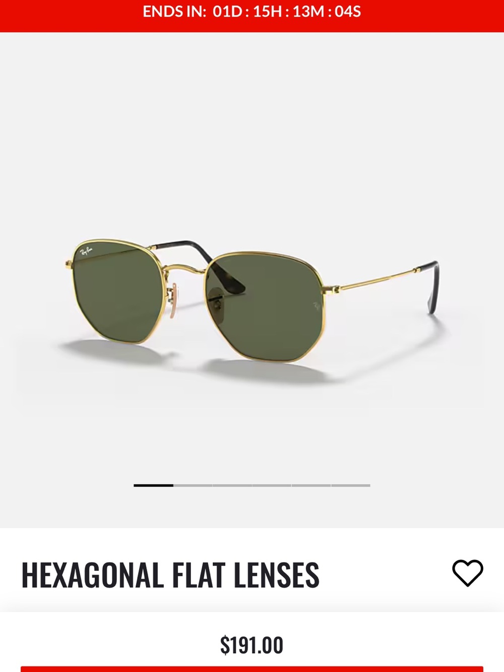 Ray-Ban RB3548N Hexagonal Flat Lenses Gold & Green Sunglasses